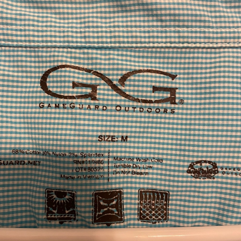 Medium blue Game guard fishing shirt.